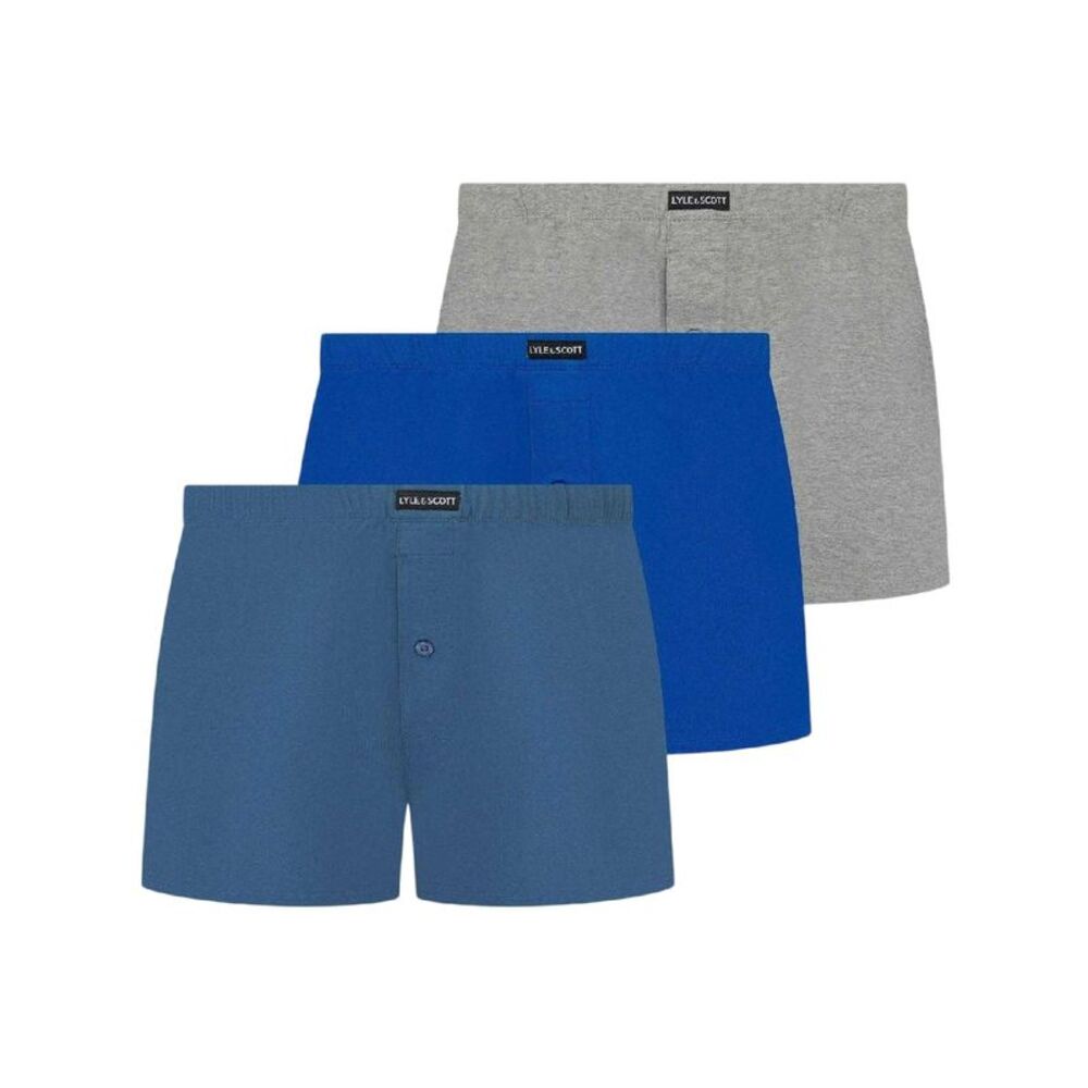 Lyle & Scott Mens Temi Jersey Loose Boxer Shorts (Pack of 3) / Blue/Multicolored
